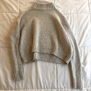 Cropped Knit Turtleneck Sweater